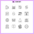 Outline Pack of 16 Universal Symbols of guard, money, health insurance, exchang, chart