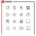 Outline Pack of 16 Universal Symbols of info, shop, grow, player, basketball Royalty Free Stock Photo