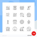Outline Pack of 16 Universal Symbols of ireland, bloon, bag, corrupt, bribery
