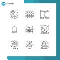 Outline Pack of 9 Universal Symbols of photo, sound, garden, notification, alert