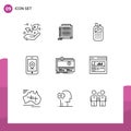 Outline Pack of 9 Universal Symbols of platform, funding, radio, crowdfunding, internet