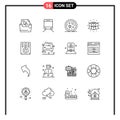 Outline Pack of 16 Universal Symbols of temperature measurement, cube, life, solution, labyrinth