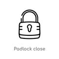 outline padlock close vector icon. isolated black simple line element illustration from security concept. editable vector stroke