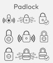 Outline padlock icon set.Vector illustration