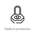 outline padlock protection active vector icon. isolated black simple line element illustration from security concept. editable
