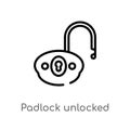 outline padlock unlocked vector icon. isolated black simple line element illustration from security concept. editable vector