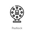 outline padlock vector icon. isolated black simple line element illustration from gdpr concept. editable vector stroke padlock