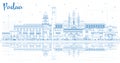 Outline Padua Italy City Skyline with Blue Buildings and Reflections