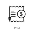 outline paid vector icon. isolated black simple line element illustration from multimedia concept. editable vector stroke paid Royalty Free Stock Photo