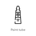 outline paint tube vector icon. isolated black simple line element illustration from education 2 concept. editable vector stroke Royalty Free Stock Photo