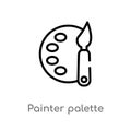 outline painter palette vector icon. isolated black simple line element illustration from user interface concept. editable vector