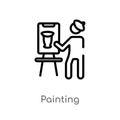 outline painting vector icon. isolated black simple line element illustration from museum concept. editable vector stroke painting