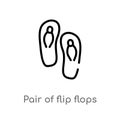 outline pair of flip flops vector icon. isolated black simple line element illustration from summer concept. editable vector Royalty Free Stock Photo