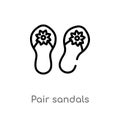 outline pair sandals vector icon. isolated black simple line element illustration from fashion concept. editable vector stroke Royalty Free Stock Photo