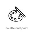 outline palette and paint brush vector icon. isolated black simple line element illustration from art concept. editable vector Royalty Free Stock Photo