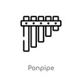 outline panpipe vector icon. isolated black simple line element illustration from music concept. editable vector stroke panpipe Royalty Free Stock Photo