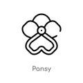 outline pansy vector icon. isolated black simple line element illustration from nature concept. editable vector stroke pansy icon Royalty Free Stock Photo