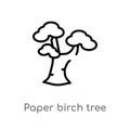 outline paper birch tree vector icon. isolated black simple line element illustration from nature concept. editable vector stroke