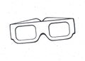 Outline of Paper 3d glasses front view. Stereo retro glasses for three-dimensional cinema. Symbol of the film industry. Royalty Free Stock Photo