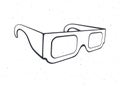 Outline of paper 3d glasses isometric view. Stereo retro glasses for three-dimensional cinema. Symbol of film industry