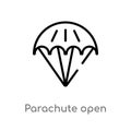 outline parachute open vector icon. isolated black simple line element illustration from airport terminal concept. editable vector