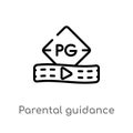 outline parental guidance vector icon. isolated black simple line element illustration from cinema concept. editable vector stroke