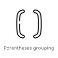 outline parentheses grouping vector icon. isolated black simple line element illustration from signs concept. editable vector
