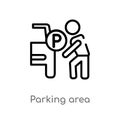 outline parking area vector icon. isolated black simple line element illustration from people concept. editable vector stroke