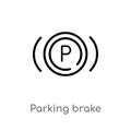 outline parking brake vector icon. isolated black simple line element illustration from signaling concept. editable vector stroke