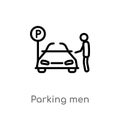 outline parking men vector icon. isolated black simple line element illustration from transport concept. editable vector stroke Royalty Free Stock Photo