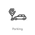 outline parking vector icon. isolated black simple line element illustration from city elements concept. editable vector stroke