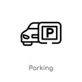 outline parking vector icon. isolated black simple line element illustration from hotel concept. editable vector stroke parking