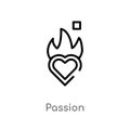 outline passion vector icon. isolated black simple line element illustration from ethics concept. editable vector stroke passion