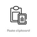 outline paste clipboard vector icon. isolated black simple line element illustration from geometry concept. editable vector stroke Royalty Free Stock Photo