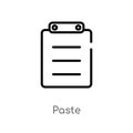 outline paste vector icon. isolated black simple line element illustration from content concept. editable vector stroke paste icon Royalty Free Stock Photo