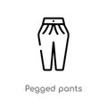 outline pegged pants vector icon. isolated black simple line element illustration from clothes concept. editable vector stroke