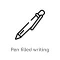 outline pen filled writing tool vector icon. isolated black simple line element illustration from user interface concept. editable Royalty Free Stock Photo