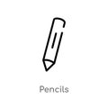 outline pencils vector icon. isolated black simple line element illustration from beauty concept. editable vector stroke pencils Royalty Free Stock Photo