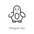 outline penguin toy vector icon. isolated black simple line element illustration from toys concept. editable vector stroke penguin Royalty Free Stock Photo