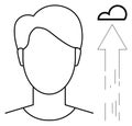 Outline of a Person with an Arrow Pointing at a Cloud, Cloud Computing and Data Integration Royalty Free Stock Photo