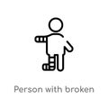 outline person with broken arm vector icon. isolated black simple line element illustration from people concept. editable vector
