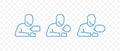 Outline person and communication concept icons set. Human and speech or talk bubble vector icons collection