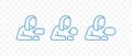 Outline person and communication concept icons set. Woman and speech or talk bubble vector icons collection