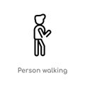 outline person walking vector icon. isolated black simple line element illustration from people concept. editable vector stroke