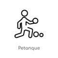 outline petanque vector icon. isolated black simple line element illustration from activity and hobbies concept. editable vector