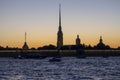 Outline of Peter and Paul Fortress at sunset