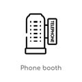 outline phone booth vector icon. isolated black simple line element illustration from city elements concept. editable vector Royalty Free Stock Photo