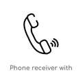 outline phone receiver with vector icon. isolated black simple line element illustration from hardware concept. editable vector Royalty Free Stock Photo
