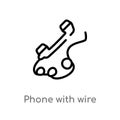 outline phone with wire vector icon. isolated black simple line element illustration from technology concept. editable vector Royalty Free Stock Photo
