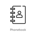 outline phonebook vector icon. isolated black simple line element illustration from strategy concept. editable vector stroke